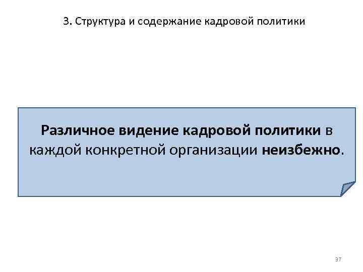3. Структура и содержание кадровой политики Различное видение кадровой политики в каждой конкретной организации