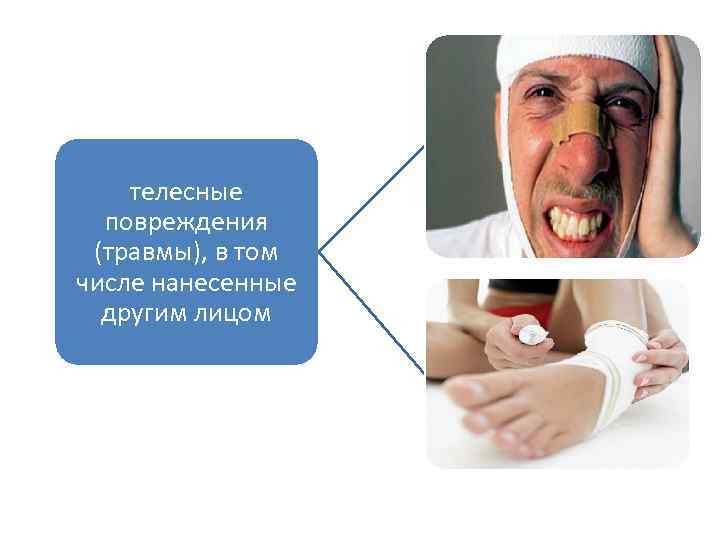 телесные повреждения (травмы), в том числе нанесенные другим лицом 