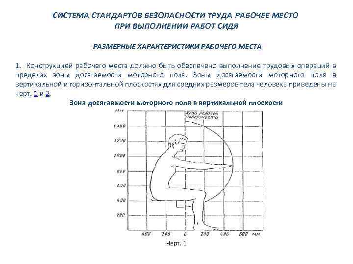 СИСТЕМА СТАНДАРТОВ БЕЗОПАСНОСТИ ТРУДА РАБОЧЕЕ МЕСТО ПРИ ВЫПОЛНЕНИИ РАБОТ СИДЯ РАЗМЕРНЫЕ ХАРАКТЕРИСТИКИ РАБОЧЕГО МЕСТА