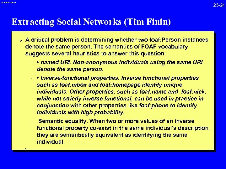 3/19/2018 08: 25 23 -24 Extracting Social Networks (Tim Finin) 0 A critical problem