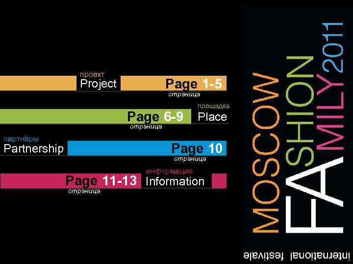 проект Page 1 -5 Project страница Page 6 -9 страница партнёры площадка Place Page