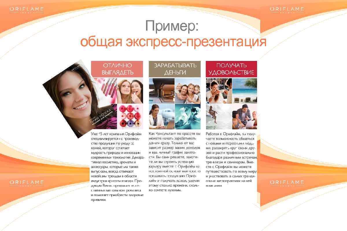 Пример: общая экспресс-презентация Copyright © 2014 by Oriflame Cosmetics SA 