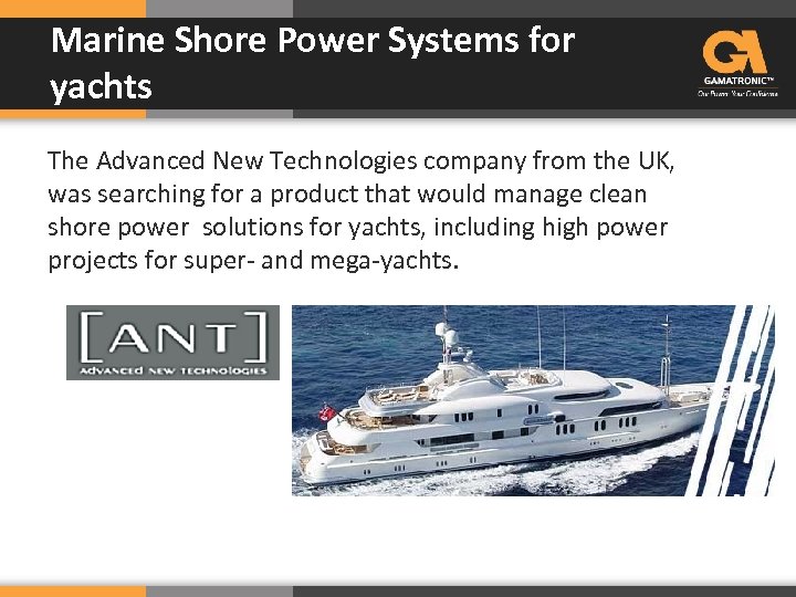 Marine Shore Power Systems for yachts The Advanced New Technologies company from the UK,