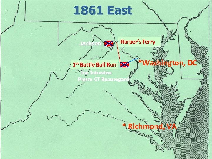 1861 East Jackson Harper’s Ferry *Washington, DC 1 st Battle Bull Run Joe Johnston