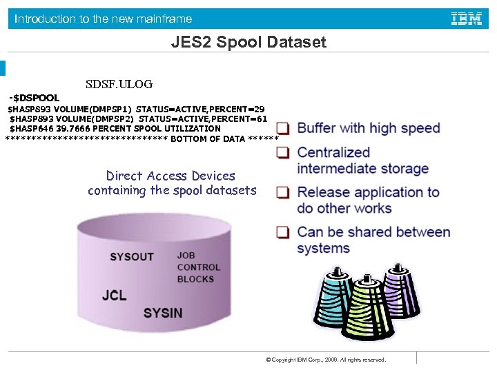 Introduction to the new mainframe JES 2 Spool Dataset SDSF. ULOG -$DSPOOL $HASP 893