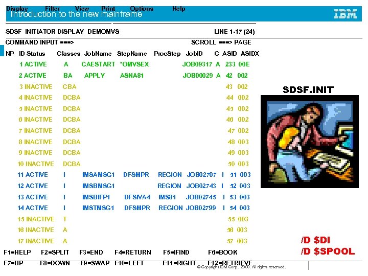 Display Filter View Print Options Introduction to the new mainframe Help _____________________________________ SDSF INITIATOR