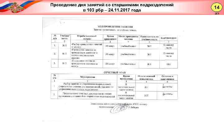 Проведение дня занятий со старшинами подразделений в 103 рбр – 24. 11. 2017 года