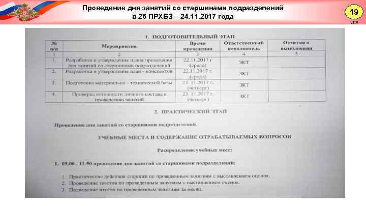Проведение дня занятий со старшинами подразделений в 26 ПРХБЗ – 24. 11. 2017 года