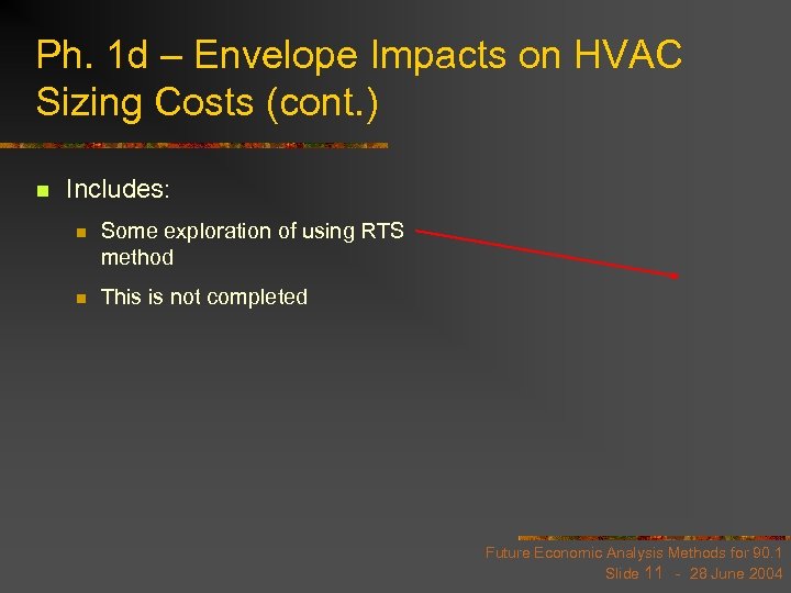 Ph. 1 d – Envelope Impacts on HVAC Sizing Costs (cont. ) n Includes: