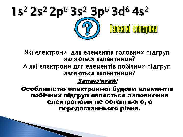 2 2 s 2 2 р6 3 s 2 1 s 6 3 d