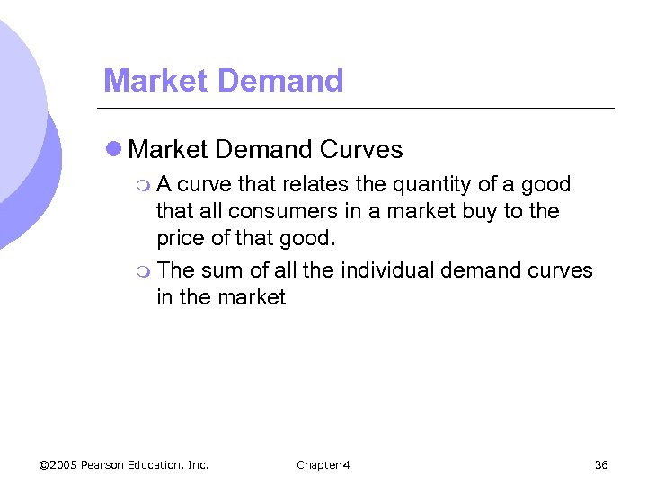 Market Demand l Market Demand Curves m. A curve that relates the quantity of