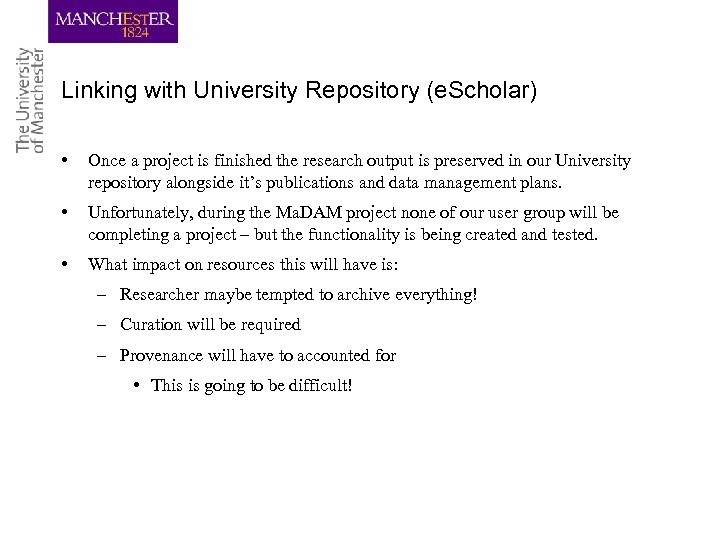 Linking with University Repository (e. Scholar) • Once a project is finished the research