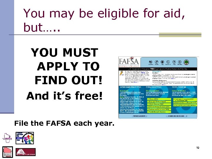 You may be eligible for aid, but…. . YOU MUST APPLY TO FIND OUT!