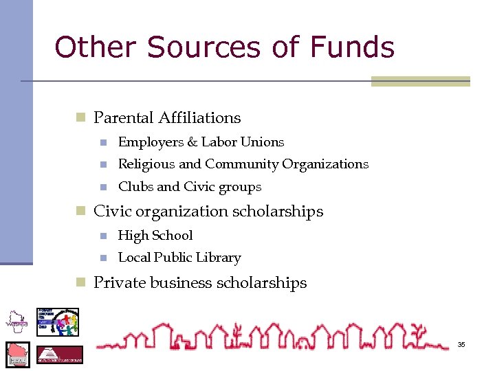 Other Sources of Funds n Parental Affiliations n Employers & Labor Unions n Religious