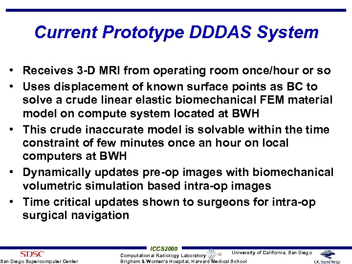 Current Prototype DDDAS System • Receives 3 -D MRI from operating room once/hour or