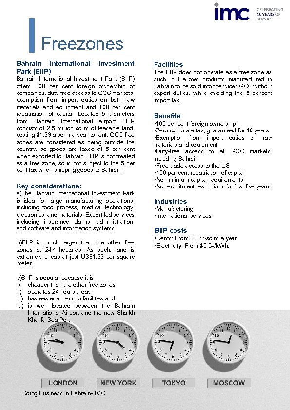 Freezones Bahrain International Park (BIIP) Investment Bahrain International Investment Park (BIIP) offers 100 per