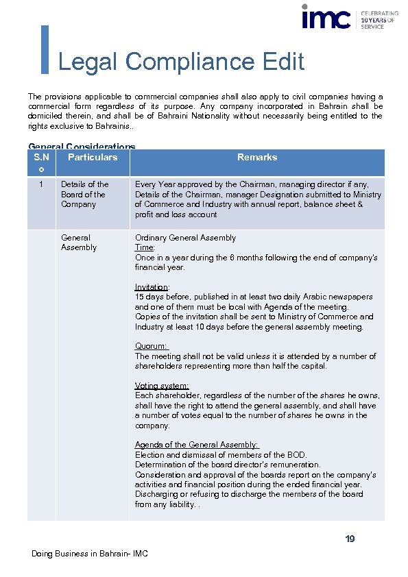 Legal Compliance Edit The provisions applicable to commercial companies shall also apply to civil
