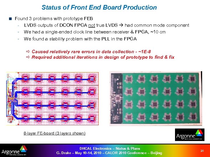 Status of Front End Board Production Found 3 problems with prototype FEB - LVDS