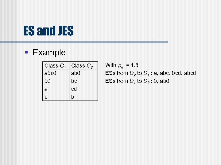 ES and JES § Example Class C 1 abcd bd a c Class C