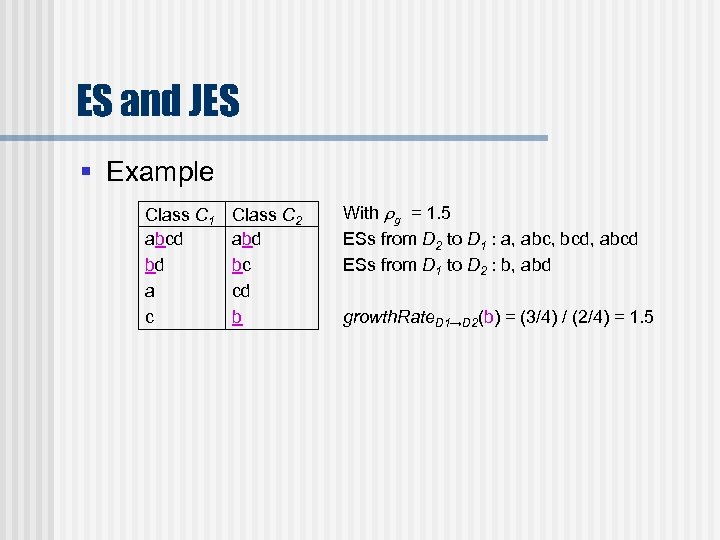 ES and JES § Example Class C 1 abcd bd a c Class C
