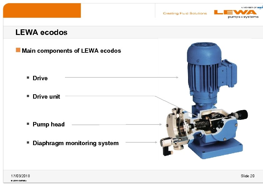 LEWA ecodos n Main components of LEWA ecodos § Drive unit § Pump head