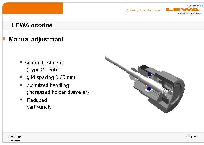 LEWA ecodos § Manual adjustment § snap adjustment (Type 2 - 550) § §