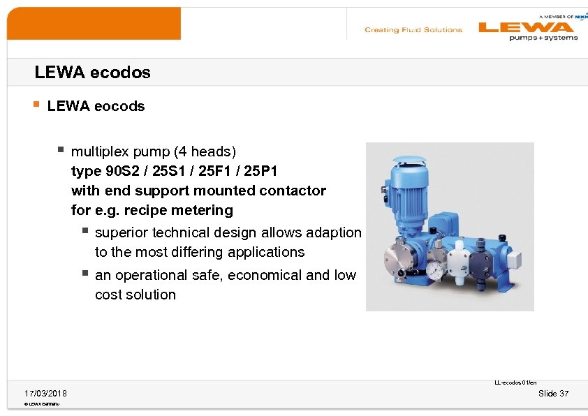 LEWA ecodos § LEWA eocods § multiplex pump (4 heads) type 90 S 2