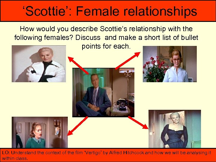 ‘Scottie’: Female relationships How would you describe Scottie’s relationship with the following females? Discuss