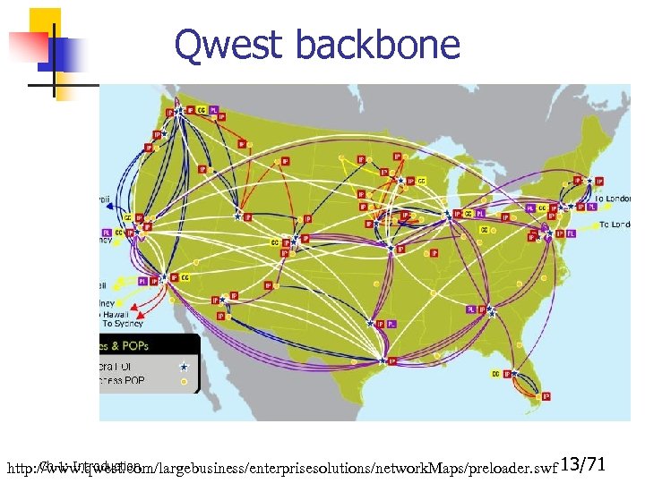 Qwest backbone Ch. 1: Introduction http: //www. qwest. com/largebusiness/enterprisesolutions/network. Maps/preloader. swf 13/71 