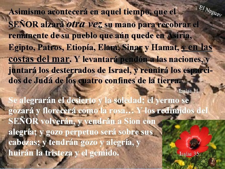 El N egu ev Asimismo acontecerá en aquel tiempo, que el SEÑOR alzará otra