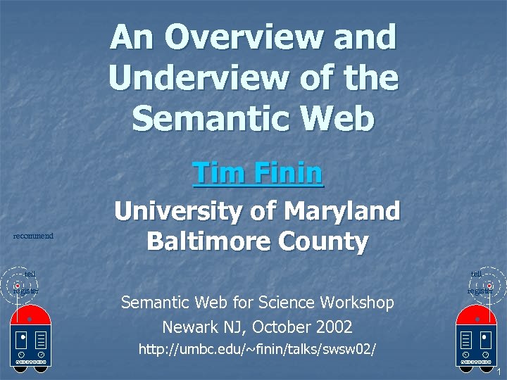 An Overview and Underview of the Semantic Web Tim Finin recommend University of Maryland