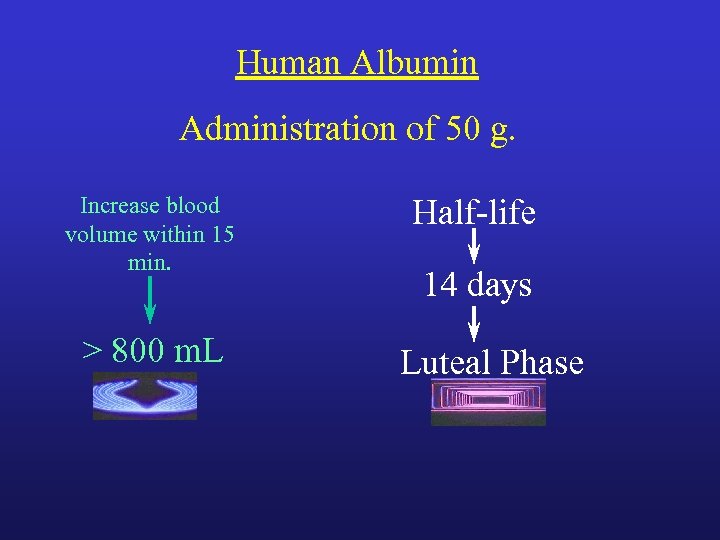 Human Albumin Administration of 50 g. Increase blood volume within 15 min. > 800