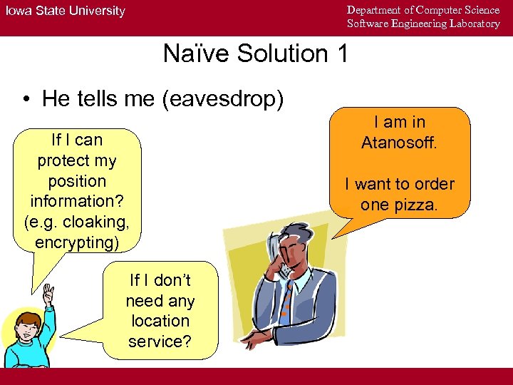 Department of Computer Science Software Engineering Laboratory Iowa State University Naïve Solution 1 •