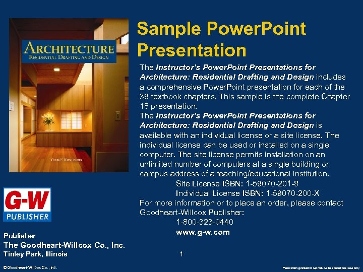 Sample Power. Point Presentation Publisher The Instructor’s Power. Point Presentations for Architecture: Residential Drafting