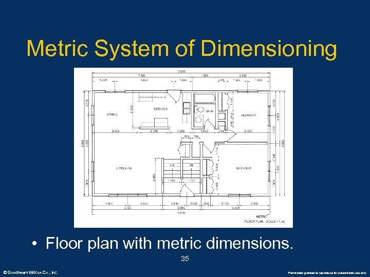 Metric System of Dimensioning • Floor plan with metric dimensions. 35 © Goodheart-Willcox Co.