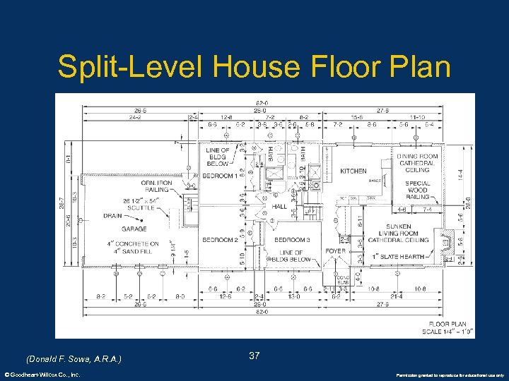 Split-Level House Floor Plan (Donald F. Sowa, A. R. A. ) © Goodheart-Willcox Co.