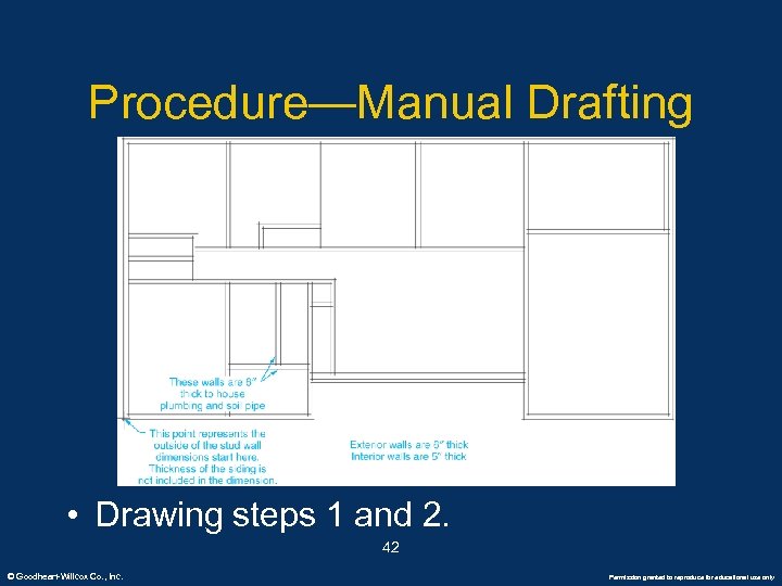 Procedure—Manual Drafting • Drawing steps 1 and 2. 42 © Goodheart-Willcox Co. , Inc.