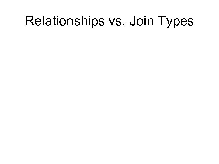 Relationships vs. Join Types 