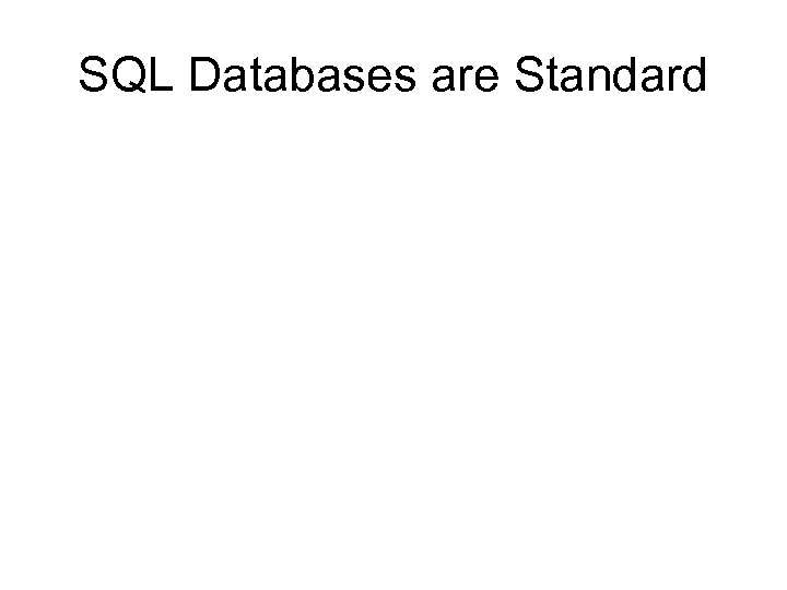 SQL Databases are Standard 