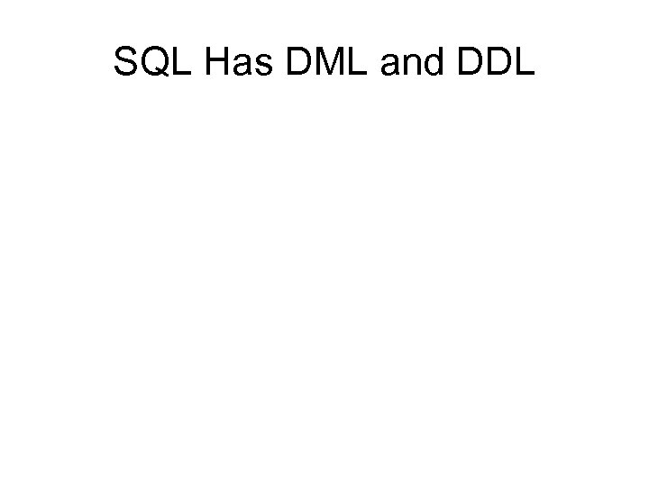 SQL Has DML and DDL 