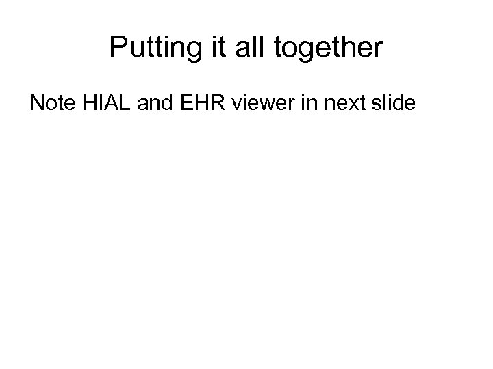 Putting it all together Note HIAL and EHR viewer in next slide 