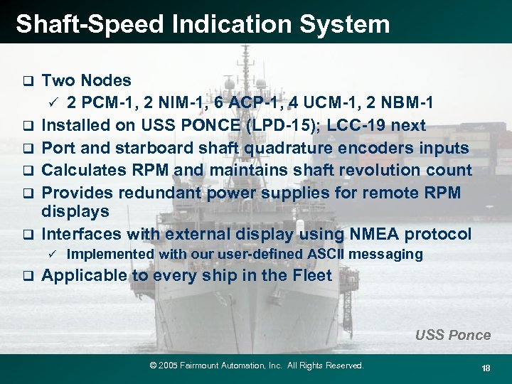 Shaft-Speed Indication System q q q Two Nodes ü 2 PCM-1, 2 NIM-1, 6