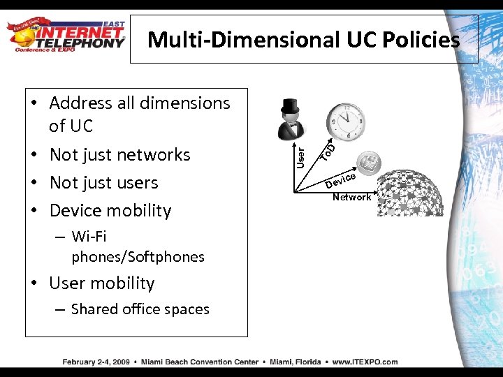 – Wi-Fi phones/Softphones • User mobility – Shared office spaces To D • Address