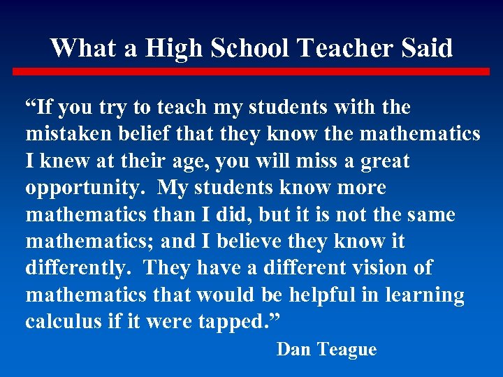 What a High School Teacher Said “If you try to teach my students with