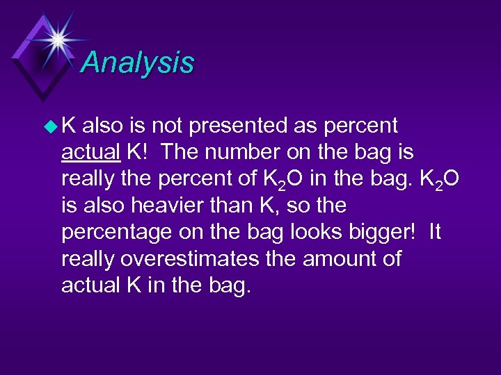 Analysis u. K also is not presented as percent actual K! The number on