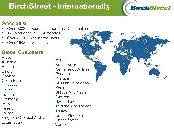 Birch. Street - Internationally Since 2003 • • Over 5, 000 properties in more