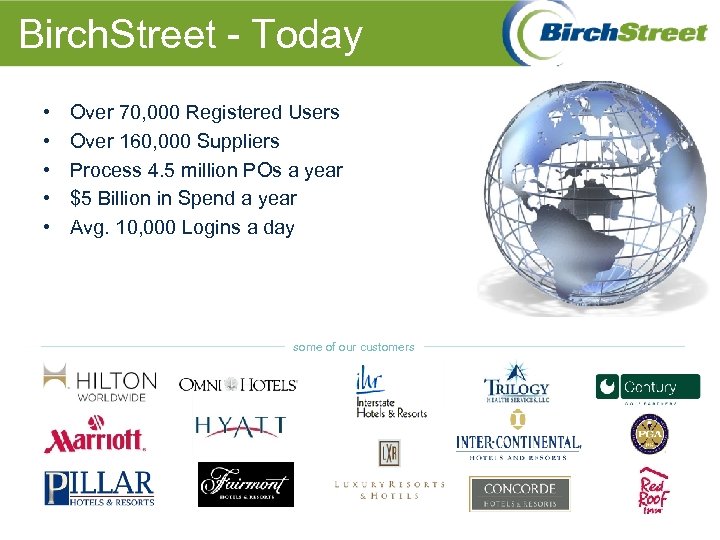 Birch. Street - Today • • • Over 70, 000 Registered Users Over 160,