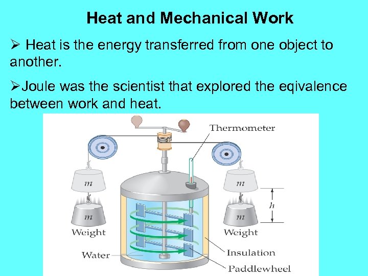Heat and Mechanical Work Ø Heat is the energy transferred from one object to