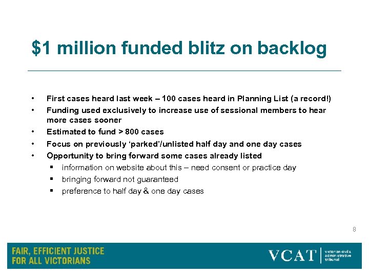 $1 million funded blitz on backlog • • • First cases heard last week