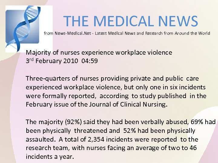 THE MEDICAL NEWS from News-Medical. Net - Latest Medical News and Research from Around